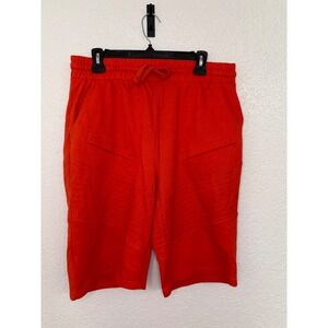 Fly Society Mens Red Moto Sweats Shorts Elastic Waist Drawstring Size Large